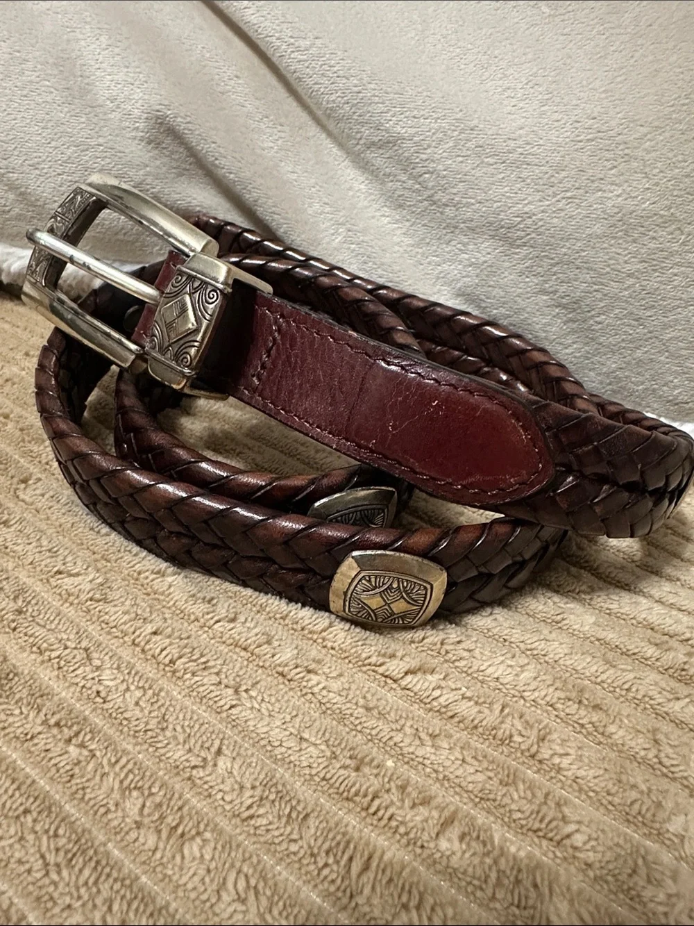 Brighton Concho Braided Leather Western Belt Brown